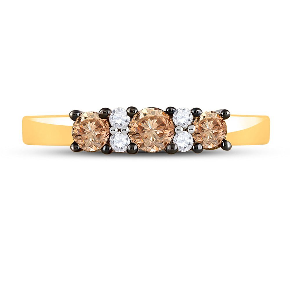 Radiant Brown Diamond Eternity Band | 10kt Yellow Gold Women's Ring 1/2 Cttw | Splendid Jewellery - Splendid Jewellery