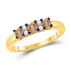 Radiant Brown Diamond Eternity Band | 10kt Yellow Gold Women's Ring 1/2 Cttw | Splendid Jewellery - Splendid Jewellery