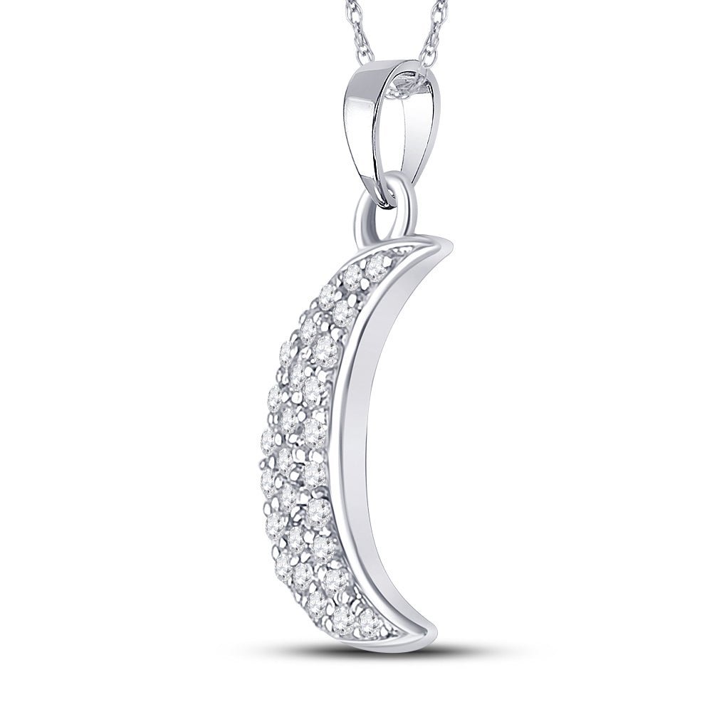 Radiant Celestial Diamond Pendant | 10kt Yellow Gold Womens Round Diamond Crescent Moon Pendant 1/8 Cttw - Splendid Jewellery