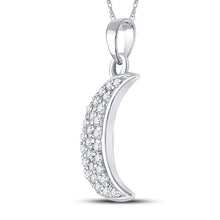 Load image into Gallery viewer, Radiant Celestial Diamond Pendant | 10kt Yellow Gold Womens Round Diamond Crescent Moon Pendant 1/8 Cttw - Splendid Jewellery