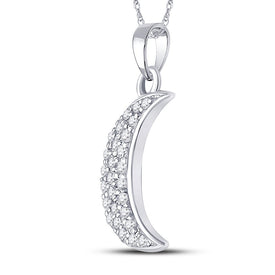 Radiant Celestial Diamond Pendant | 10kt Yellow Gold Womens Round Diamond Crescent Moon Pendant 1/8 Cttw - Splendid Jewellery