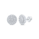 Radiant Circle of Diamonds: 10kt White Gold Womens Round Diamond Earrings 1/3 Cttw - Splendid Jewellery