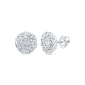 Radiant Circle of Diamonds: 10kt White Gold Womens Round Diamond Earrings 1/3 Cttw - Splendid Jewellery