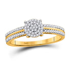 Radiant Circle of Diamonds: 10kt Yellow Gold Womens Round Diamond Cluster Ring 1/6 Cttw - Splendid Jewellery