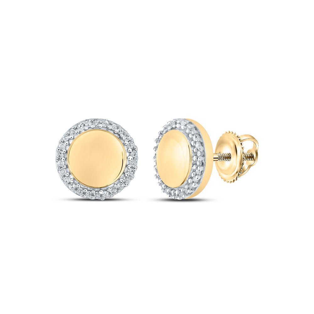 Radiant Circle of Diamonds: 10kt Yellow Gold Womens Round Diamond Earrings - Splendid Jewellery
