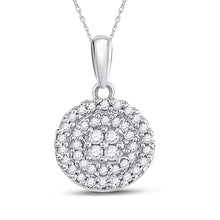 Load image into Gallery viewer, Radiant Circle of Diamonds Pendant | 10kt White Gold Womens Round Diamond Cluster Pendant 1/4 Cttw | Splendid Jewellery  Top View from Splendid Jewellery