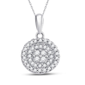 Radiant Circle of Diamonds Pendant | 10kt White Gold Womens Round Diamond Cluster Pendant 1/4 Cttw | Splendid Jewellery  Top View from Splendid Jewellery