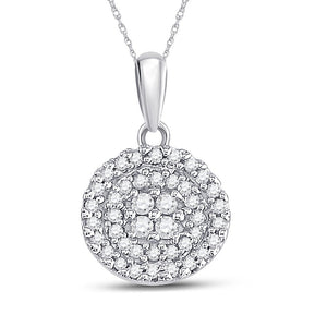 Radiant Circle of Diamonds Pendant | 10kt White Gold Womens Round Diamond Cluster Pendant 1/4 Cttw | Splendid Jewellery - Splendid Jewellery