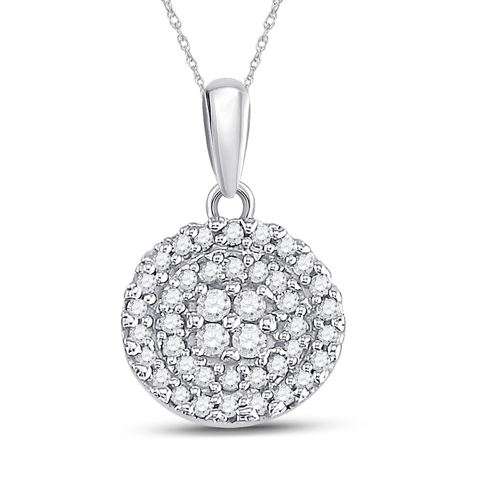 Radiant Circle of Diamonds Pendant | 10kt White Gold Womens Round Diamond Cluster Pendant 1/4 Cttw | Splendid Jewellery - Splendid Jewellery