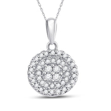 Load image into Gallery viewer, Radiant Circle of Diamonds Pendant | 10kt White Gold Womens Round Diamond Cluster Pendant 1/4 Cttw | Splendid Jewellery - Splendid Jewellery