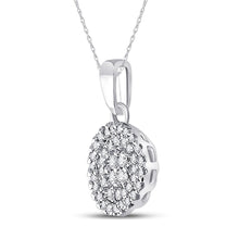 Load image into Gallery viewer, Radiant Circle of Diamonds Pendant | 10kt White Gold Womens Round Diamond Cluster Pendant 1/4 Cttw | Splendid Jewellery  Side View from Splendid Jewellery