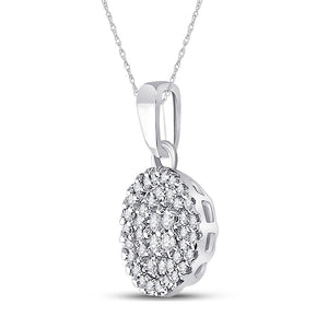 Radiant Circle of Diamonds Pendant | 10kt White Gold Womens Round Diamond Cluster Pendant 1/4 Cttw | Splendid Jewellery - Splendid Jewellery