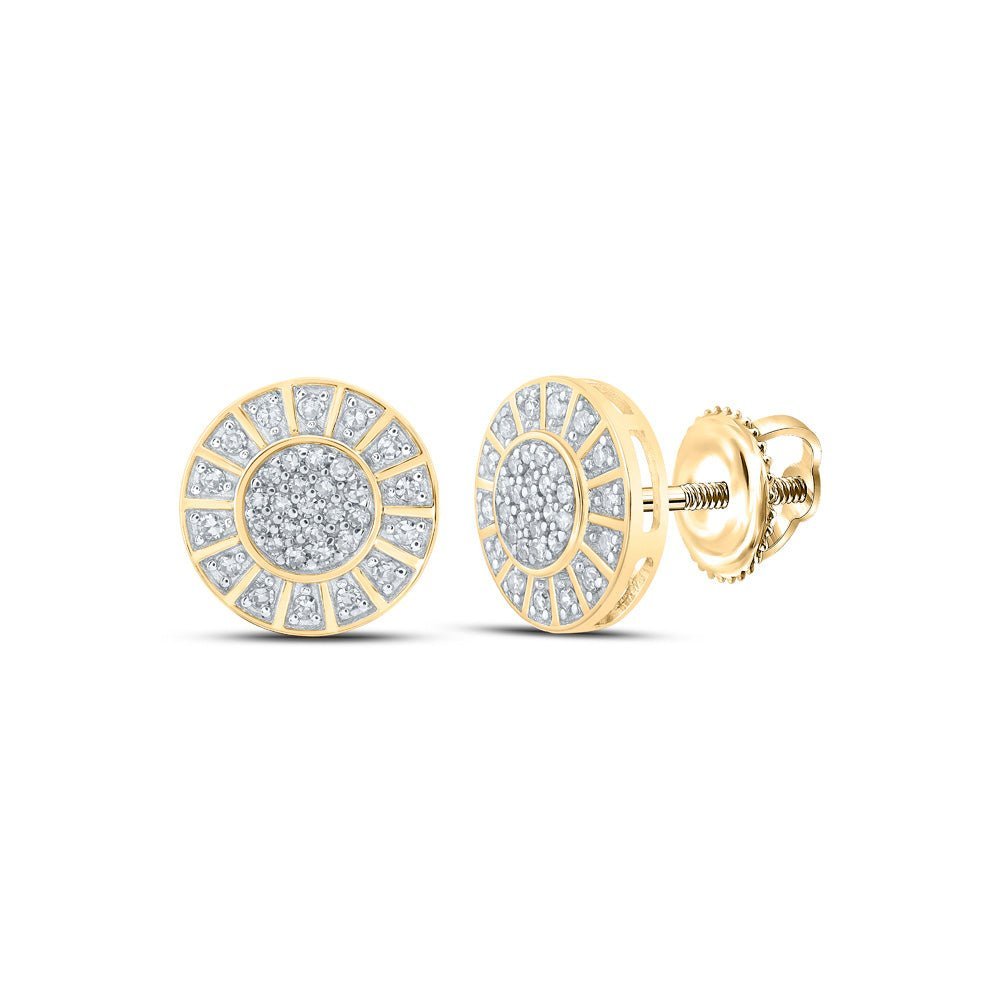 Radiant Circles of Elegance: 10kt Yellow Gold Diamond Earrings - Splendid Jewellery