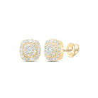 Radiant Cluster Brilliance: 10kt Yellow Gold Womens Round Diamond Earrings 1/2 Cttw - Splendid Jewellery