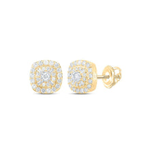 Load image into Gallery viewer, Radiant Cluster Brilliance: 10kt Yellow Gold Womens Round Diamond Earrings 1/2 Cttw - Splendid Jewellery