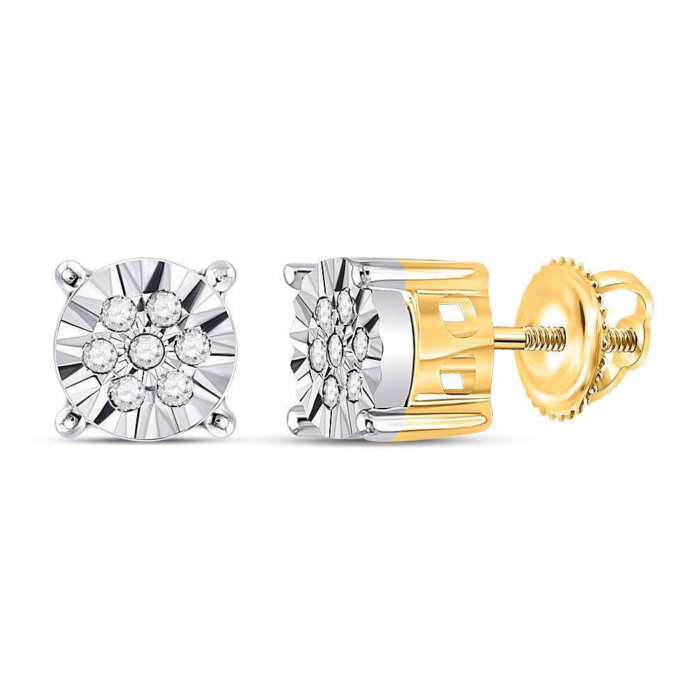 Radiant Cluster of 10kt Yellow Gold Diamond Earrings - Captivating Brilliance and Elegance - Splendid Jewellery
