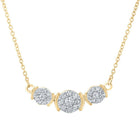 Radiant Cluster of Diamonds Necklace | 10kt Yellow Gold Womens Triple Cluster Necklace 1/4 Cttw - Splendid Jewellery