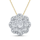 Radiant Cluster of Diamonds Pendant | 10kt Yellow Gold Womens Round Diamond Cluster Pendant 1/4 Cttw | Splendid Jewellery - Splendid Jewellery
