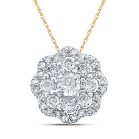 Radiant Cluster of Diamonds Pendant | 10kt Yellow Gold Womens Round Diamond Cluster Pendant 1/4 Cttw | Splendid Jewellery - Splendid Jewellery