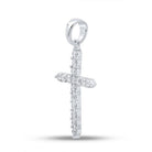 Radiant Cross of Brilliance: 10kt White Gold Womens Round Diamond Cross Pendant 1/4 Cttw - Splendid Jewellery