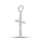 Radiant Cross of Brilliance: 10kt White Gold Womens Round Diamond Cross Pendant 1/4 Cttw - Splendid Jewellery