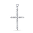 Radiant Cross of Brilliance: 10kt White Gold Womens Round Diamond Cross Pendant 1/4 Cttw - Splendid Jewellery