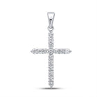 Radiant Cross of Brilliance: 10kt White Gold Womens Round Diamond Cross Pendant 1/4 Cttw - Splendid Jewellery