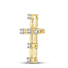 Radiant Cross of Eternity: 10kt Yellow Gold Womens Round Diamond Cross Pendant 1/20 Cttw - Splendid Jewellery