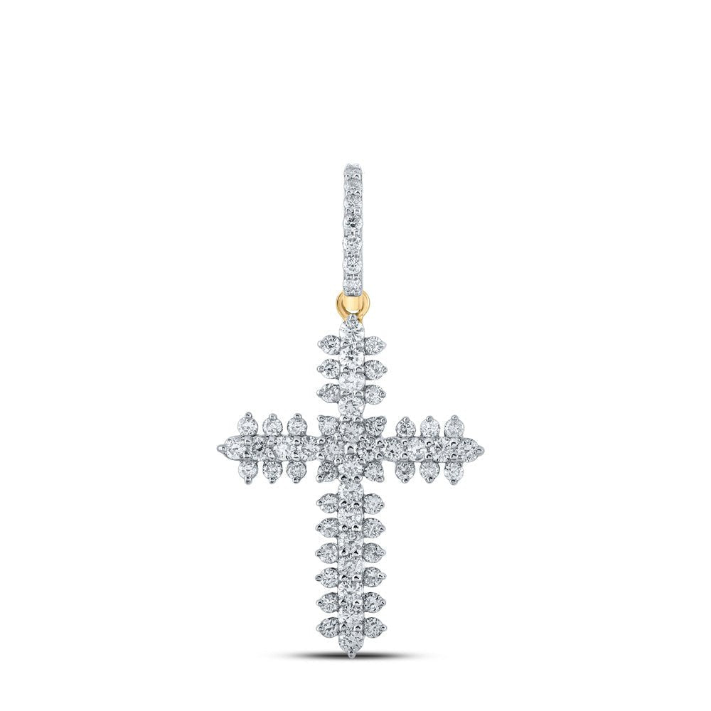 Radiant Devotion: 10kt Yellow Gold Diamond Cross Pendant - Splendid Jewellery
