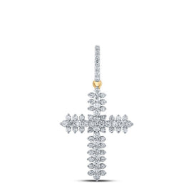 Radiant Devotion: 10kt Yellow Gold Diamond Cross Pendant - Splendid Jewellery