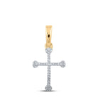 Radiant Devotion: 10kt Yellow Gold Womens Round Diamond Cross Pendant - Splendid Jewellery