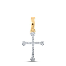 Load image into Gallery viewer, Radiant Devotion: 10kt Yellow Gold Womens Round Diamond Cross Pendant - Splendid Jewellery