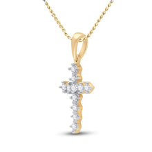 Load image into Gallery viewer, Radiant Devotion: 14kt Yellow Gold Womens Round Diamond Cross Pendant - Splendid Jewellery