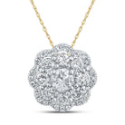 Radiant Diamond Brilliance Pendant | 10kt Yellow Gold Womens Round Diamond Cluster Pendant 1/2 Cttw - Splendid Jewellery