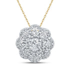 Radiant Diamond Brilliance Pendant | 10kt Yellow Gold Womens Round Diamond Cluster Pendant 1/2 Cttw - Splendid Jewellery