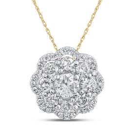 Radiant Diamond Brilliance Pendant | 10kt Yellow Gold Womens Round Diamond Cluster Pendant 1/2 Cttw - Splendid Jewellery