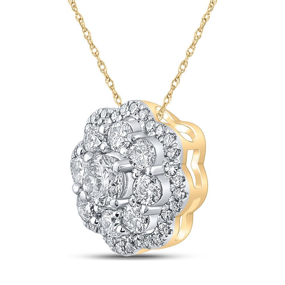 Radiant Diamond Brilliance Pendant | 10kt Yellow Gold Womens Round Diamond Cluster Pendant 1/2 Cttw - Splendid Jewellery