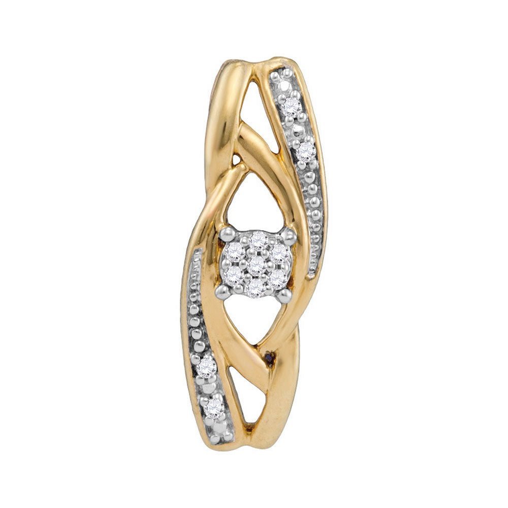 Radiant Diamond Cascade Pendant | 10kt Yellow Gold Womens Round Diamond Vertical Suspended Cluster Pendant .03 Cttw | Splendid Jewellery - Splendid Jewellery