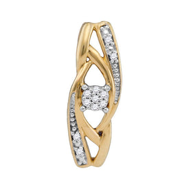 Radiant Diamond Cascade Pendant | 10kt Yellow Gold Womens Round Diamond Vertical Suspended Cluster Pendant .03 Cttw | Splendid Jewellery - Splendid Jewellery