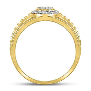 Radiant Diamond Circle Cluster Ribbed Ring - Splendid Jewellery