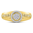 Radiant Diamond Circle Cluster Ribbed Ring Top View from Splendid Jewellery