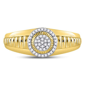 Radiant Diamond Circle Cluster Ribbed Ring Top View from Splendid Jewellery