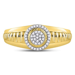 Radiant Diamond Circle Cluster Ribbed Ring - Splendid Jewellery