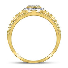 Load image into Gallery viewer, Radiant Diamond Circle Cluster Ribbed Ring Side View from Splendid Jewellery