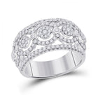 Radiant Diamond Cluster Band | 14kt White Gold Women's Round Diamond Cluster Band Ring 7/8 Cttw - Splendid Jewellery