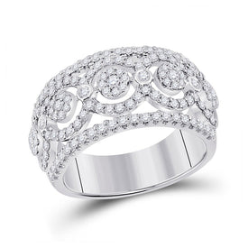 Radiant Diamond Cluster Band | 14kt White Gold Women's Round Diamond Cluster Band Ring 7/8 Cttw - Splendid Jewellery