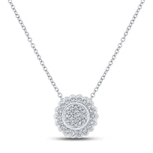 Load image into Gallery viewer, Radiant Diamond Cluster Necklace | 10kt White Gold Womens Round Diamond Pendant 1/5 Cttw | Splendid Jewellery - Splendid Jewellery