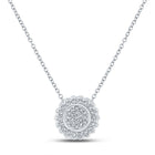 Radiant Diamond Cluster Necklace | 10kt White Gold Womens Round Diamond Pendant 1/5 Cttw | Splendid Jewellery - Splendid Jewellery