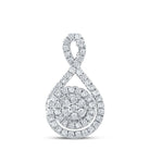 Radiant Diamond Cluster Pendant | 14kt White Gold Womens Round Diamond Cluster Pendant 1/4 Cttw | Splendid Jewellery - Splendid Jewellery