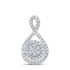 Radiant Diamond Cluster Pendant | 14kt White Gold Womens Round Diamond Cluster Pendant 1/4 Cttw | Splendid Jewellery - Splendid Jewellery